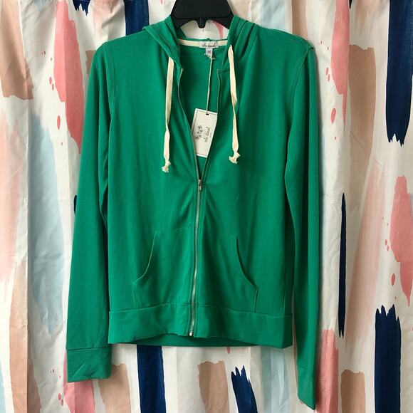 Cole Daniel Green and Cream Zip Front Hoodie Jacket Size Medium - Picture 1 of 10